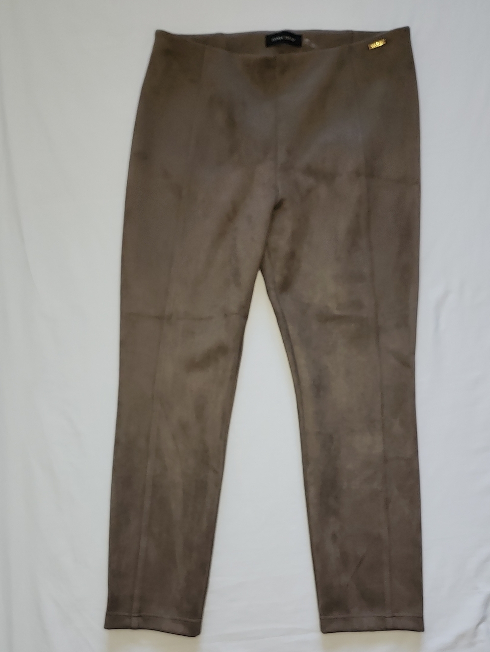 Ivanka Trump Faux Suede Flat-Front Slim Ankle Pants Brown PL NWOT